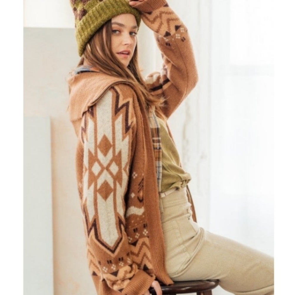 Front Zip Tribal Sweater